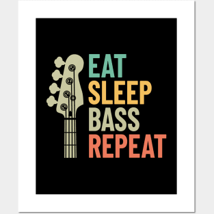 Eat Sleep Bass Repeat Bass Guitar Headstock Posters and Art